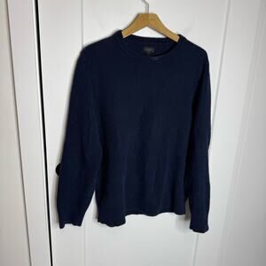 J. Crew Moss Stitch Navy Blue Chunky Knit Crewneck Sweater Size Medium